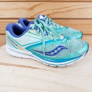 Saucony Women's S10418-35 Kinvara 9 Running Shoe Lace-up Aqua Green Purple White